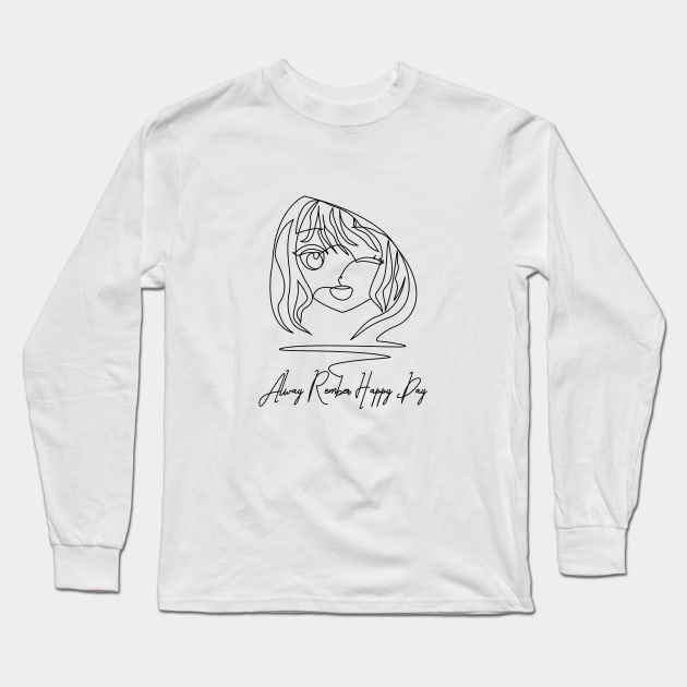 Anime Line Art Alway Rember Happy Day Long Sleeve T-Shirt by ALLAMDZ